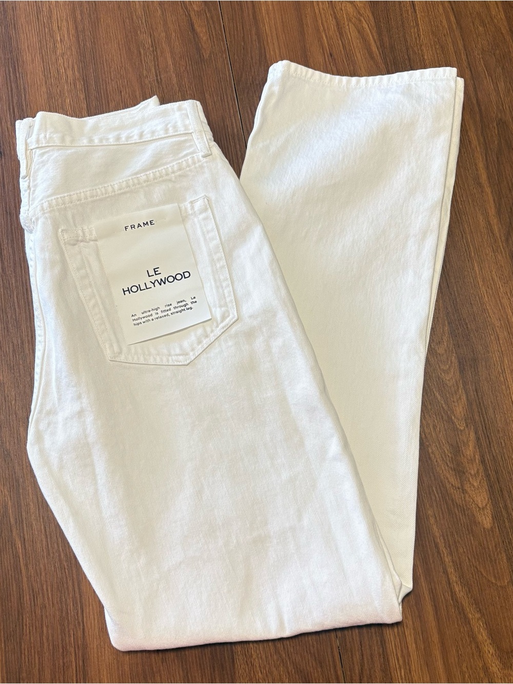 FRAME Women’s White Distressed Straight-Leg Jeans Le Hollywood